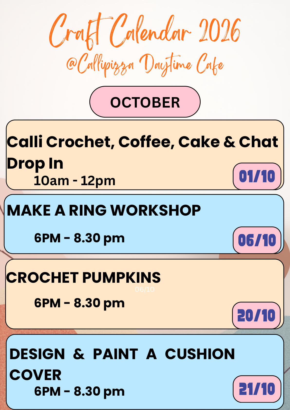 October Craft Calendar