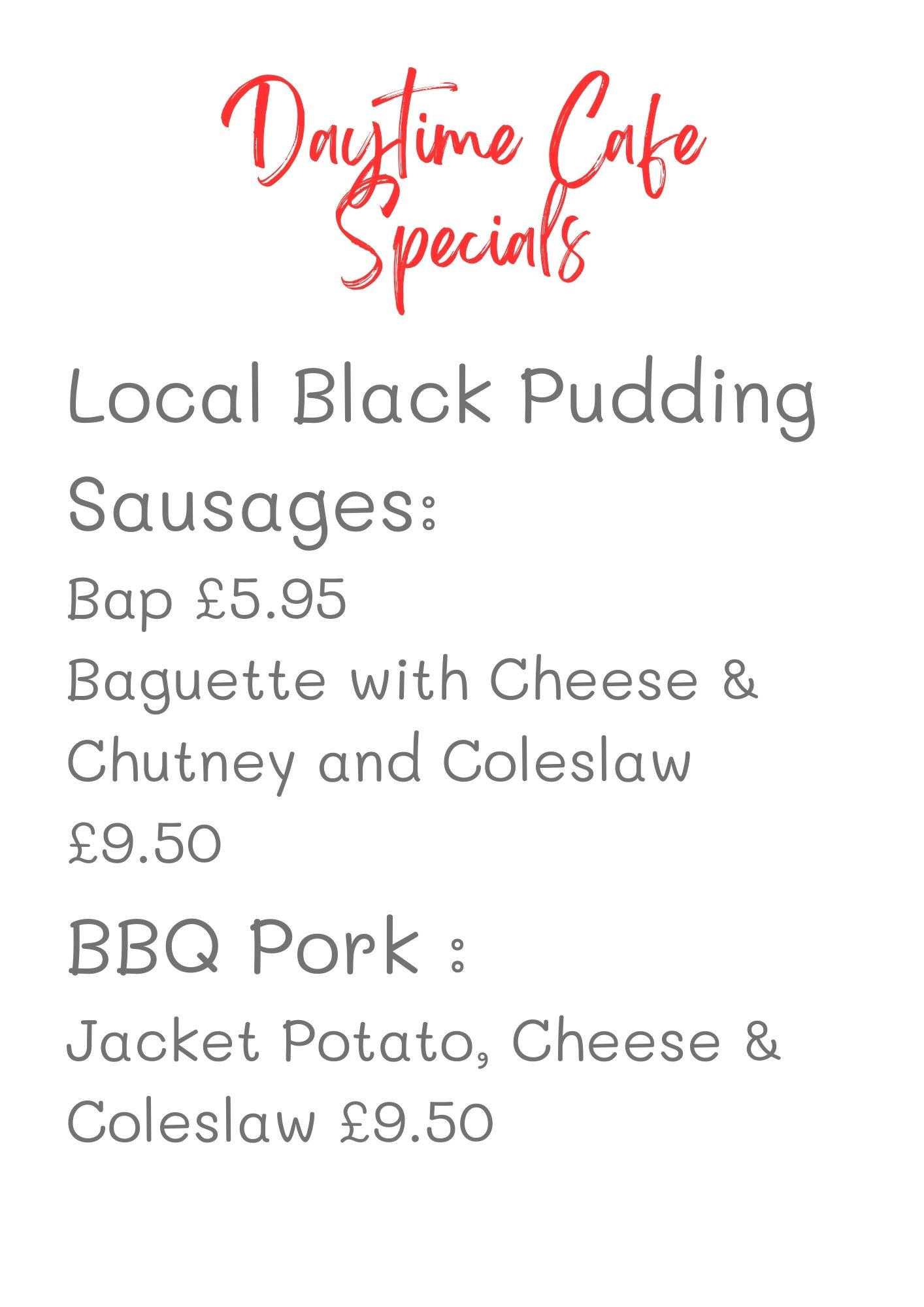 Black pudding sausages or BBQ pork