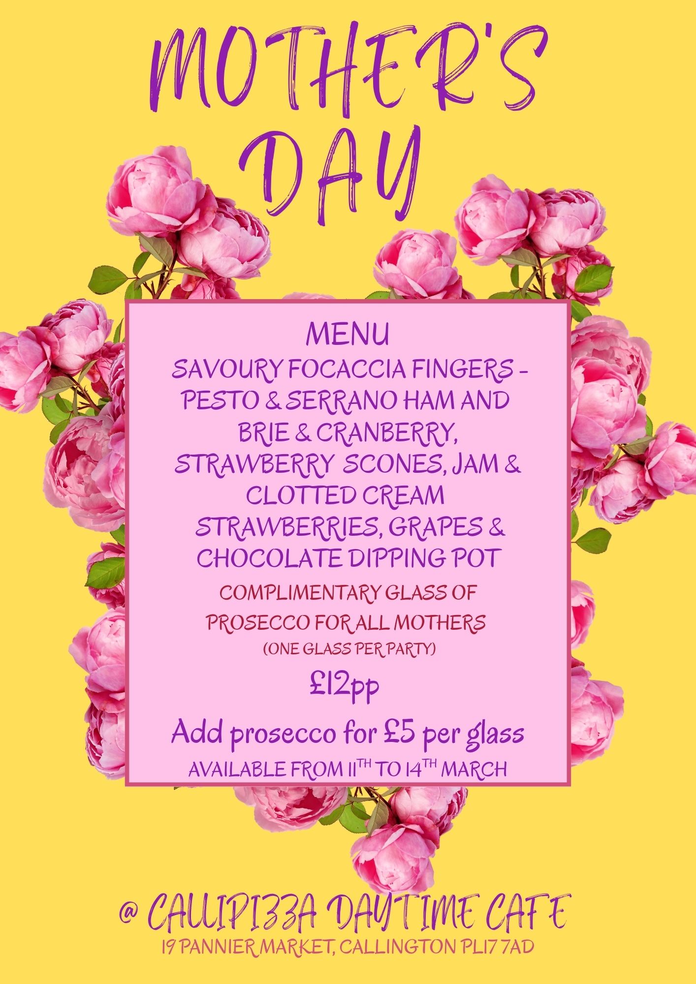 Mothers Day Menu